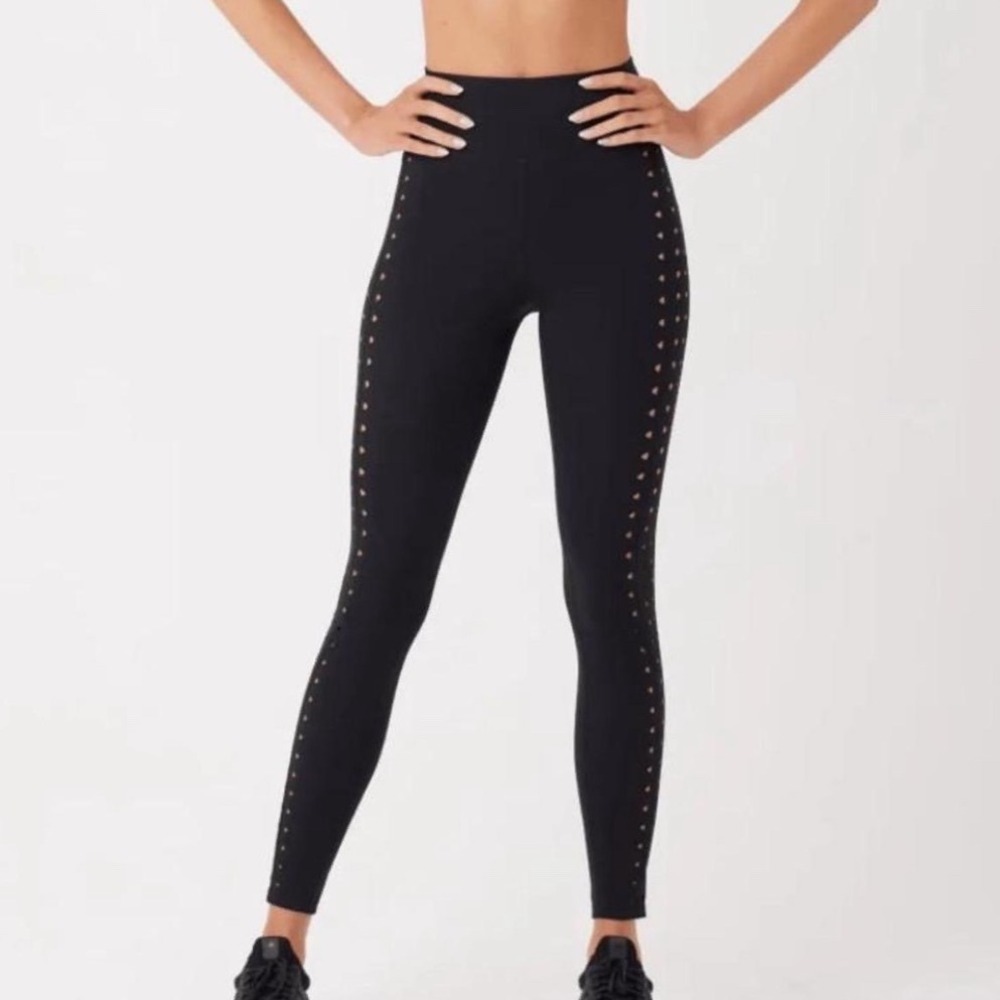Gigi C Katrina Legging Black Laser Cut High Waisted‎ Activewear XS PIL560BLK NEW